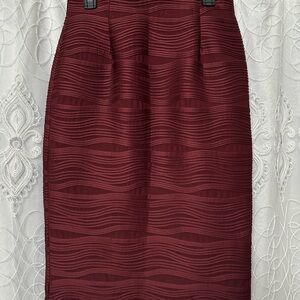 Burgundy Textured Pencil Skirt